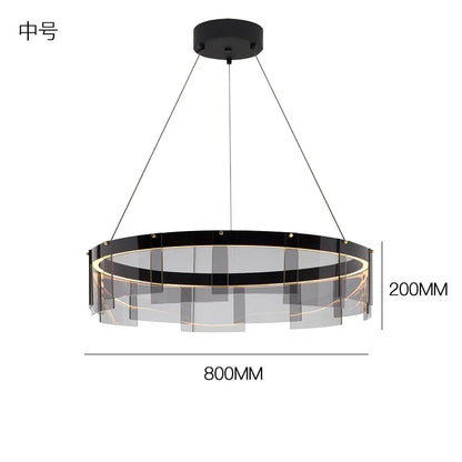 DecorBites™ Glass Circle LED Pendant Light: Stratos Luxury Chandelier for Kitchen Island