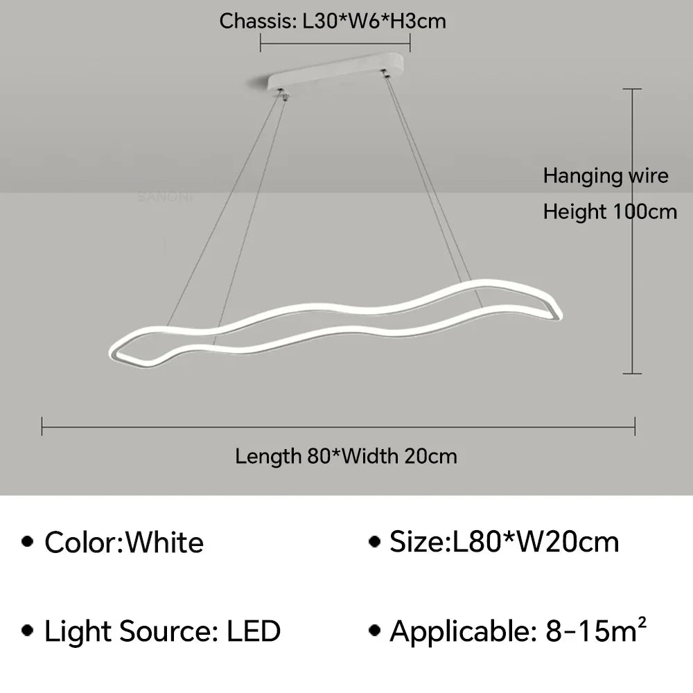 DecorBites™ LED Pendant Light: Modern Aluminum Line Shapes Chandelier