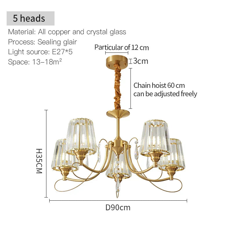 DecorBites™ Bronze Villa All Copper Chandelier - Modern Light Luxury for Living Room