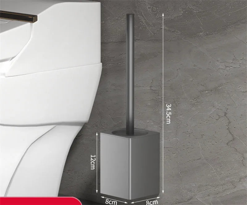 DecorBites™ Black Aluminum Toilet Brush Holder Set with Scrub Brush