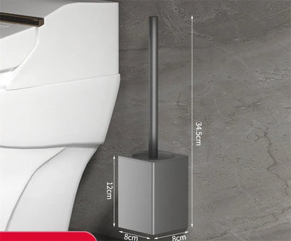 DecorBites™ Black Aluminum Toilet Brush Holder Set with Scrub Brush