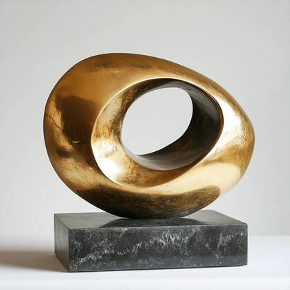 DecorBites™ Gold Geometric Abstract Resin Ring Figurines for Stylish Home Decor