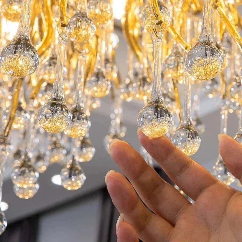 Gold Crystal Branch Chandelier Chrome L160cm