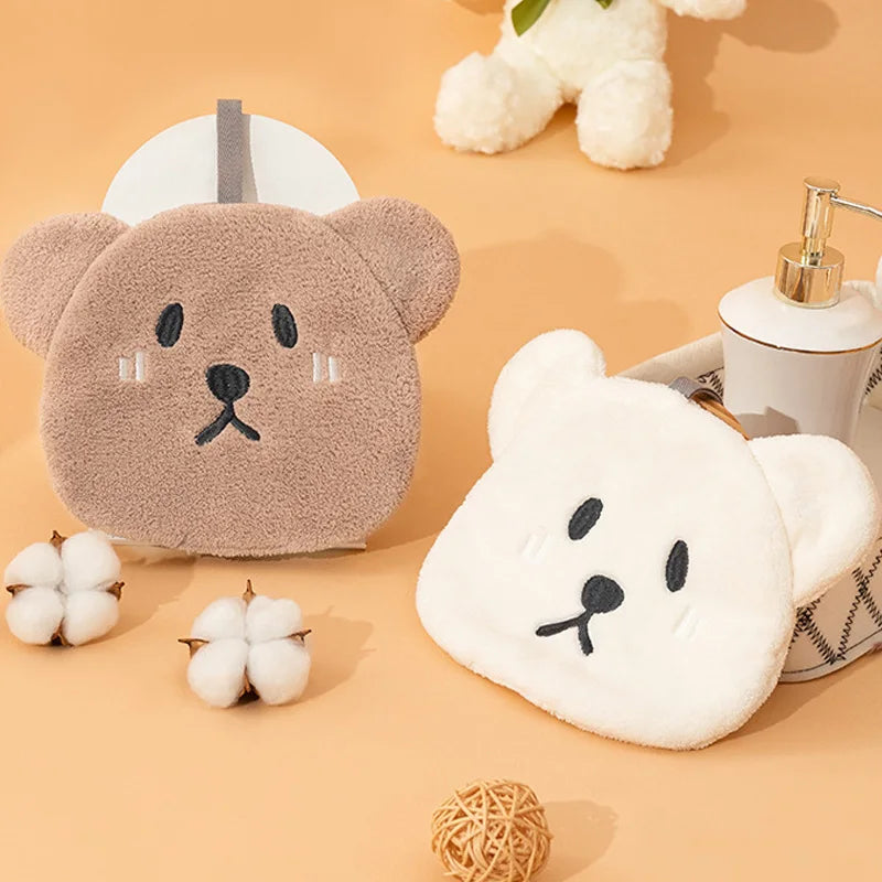 Toalla de Mano para Niños Decorbites™ Oso: Tela de Limpieza Absorbente de Terciopelo Coral Suave