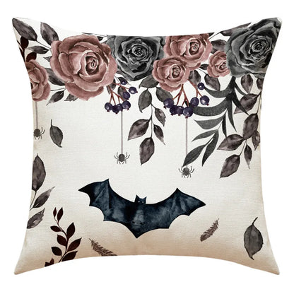 DecorBites™ Halloween Pillowcase Set - Festive Sofa Cushion Covers with Pumpkin Cat Witch Hat Print.