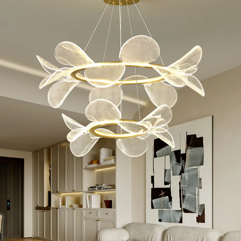 DecorBites™ Gold Ring LED Pendant Light with Adjustable Dimming and Clear Acrylic Design