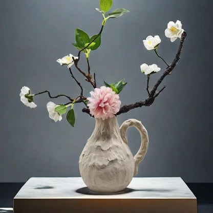 DecorBites™ Handmade Irregular Grain Ceramic Vase for Home Floral Arrangements