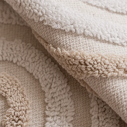 Funda de cojín DecorBites™ geométrica con mechones en beige y gris, estilo nórdico para decoración moderna