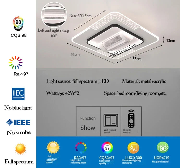 Ventilador de techo LED sin aspas Decorbites™ con control remoto para sala de estar moderna