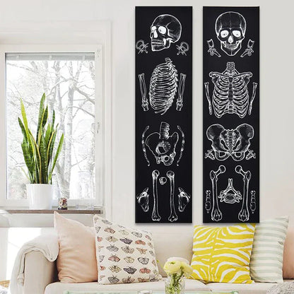 Decobites Skull Tapestry: Psychedelic Skeleton Hippie Wall Hanging & Mandala Art