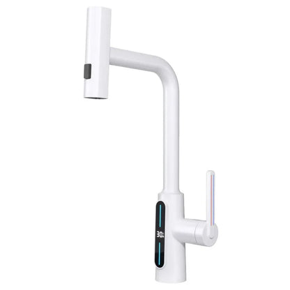 DecorBites™ Brass Kitchen Faucet Pull Out Mixer Tap in White Gray