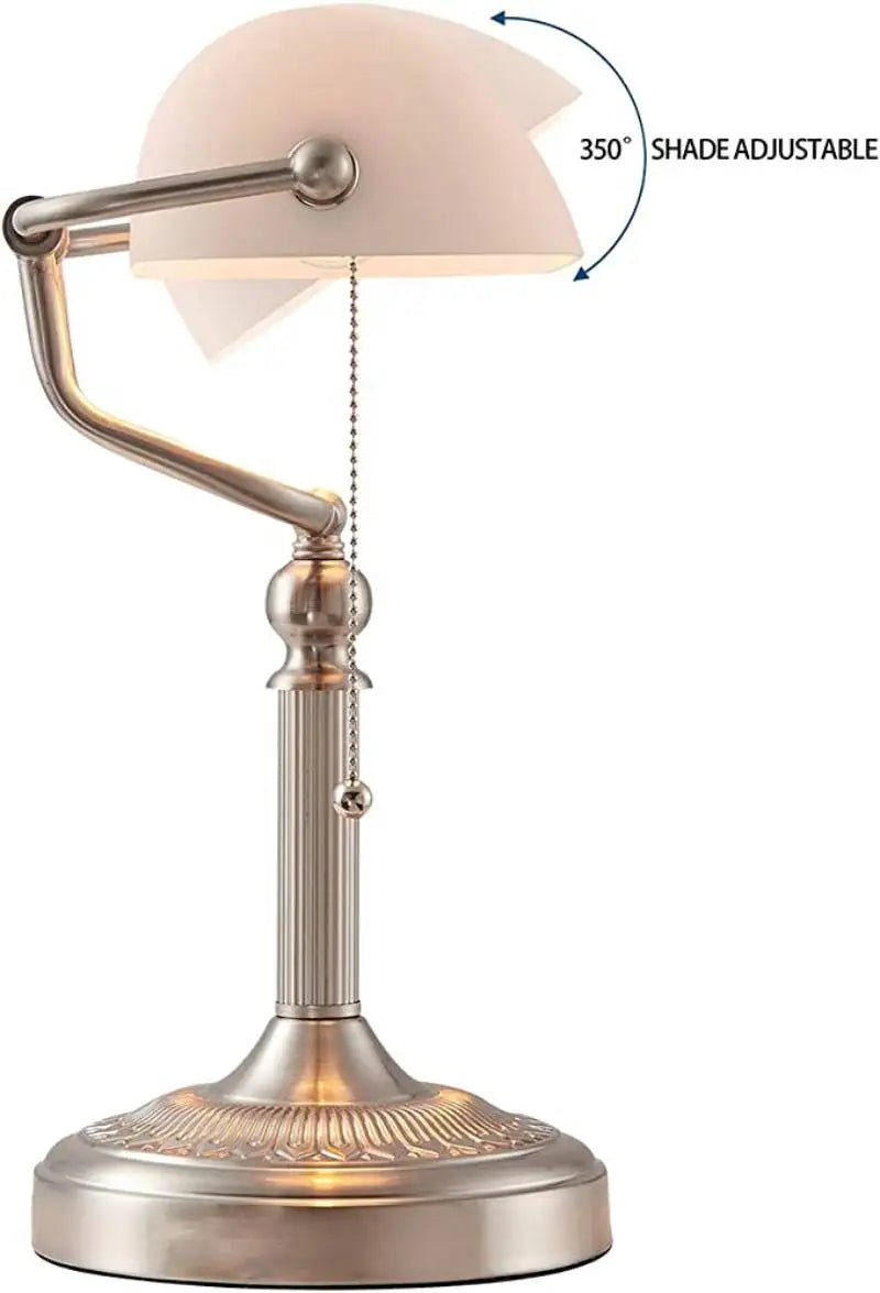 Decorbites™ Glas-Banken-Schreibtischlampe in Grün/Weiß mit Reißverschluss-Schalter für Wohnzimmer und Schlafzimmer