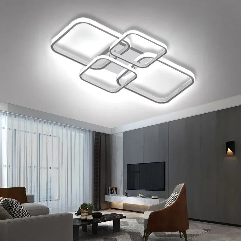 DecorBites™ LED Ceiling Light 4 Rings 78W Square for Living Room Bedroom Bar