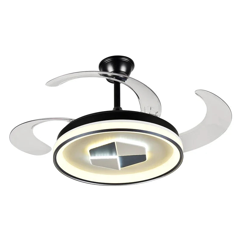 DecorBites™ Invisible LED Chandelier Ceiling Fan: Modern Resin Décor, Circular Design, Hotel Living Room
