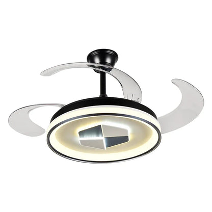 DecorBites™ Invisible LED Chandelier Ceiling Fan: Modern Resin Décor, Circular Design, Hotel Living Room