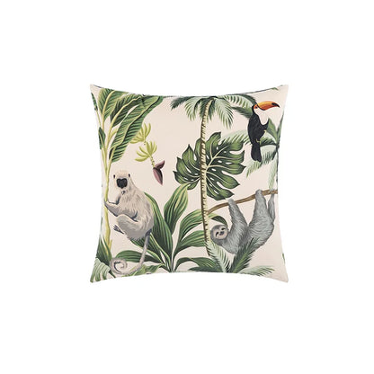 DecorBites™ Jungle Cartoon Print Velvet Cushion Cover - Hawaiian Decor for Sofa