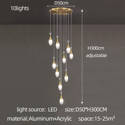 DecorBites™ LED Luxury Chandelier for Living Room Hall Dining Kitchen - Modern Double Staircase Lighting