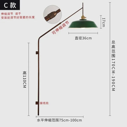 DecorBites™ Gold/Black Swing Arm Telescopic Wall Lamp LED E27 - Designer Hotel Restaurant Hall