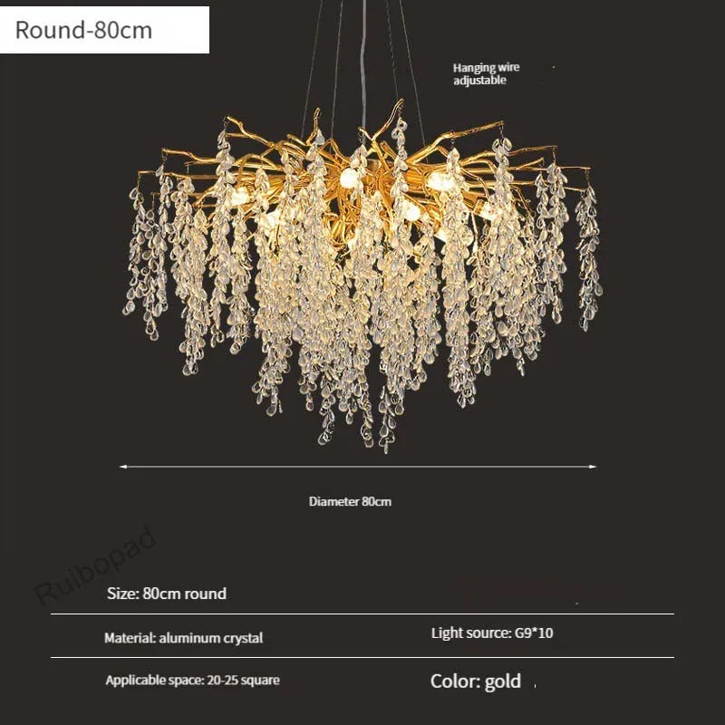 DecorBites™ Gold Crystal Grapes Chandelier for Dining Living Room Bedroom