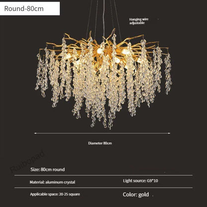 DecorBites™ Gold Crystal Grapes Chandelier for Dining Living Room Bedroom