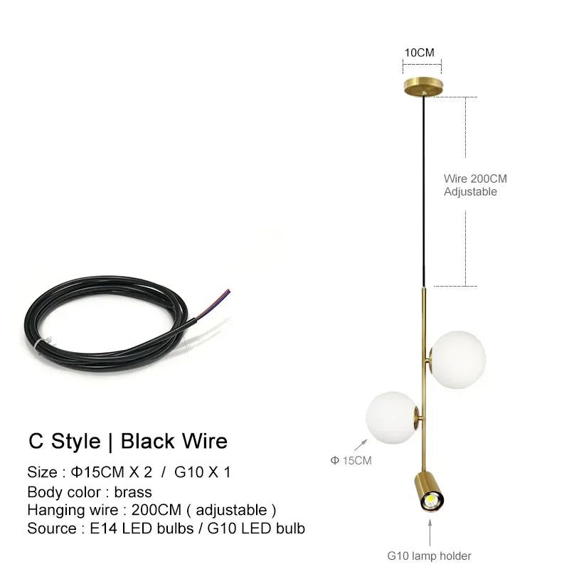 Lámpara de araña LED con bola de cristal DecorBites™: Lámpara colgante nórdica moderna para comedor y dormitorio