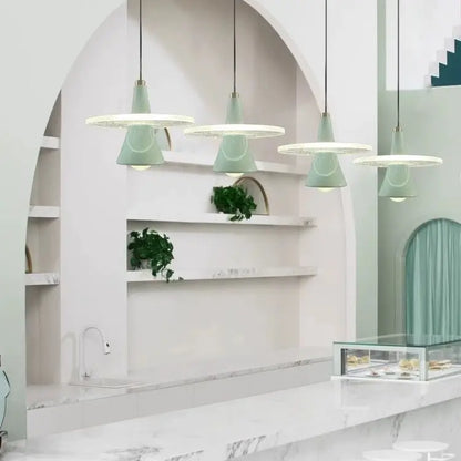 Lámpara de araña moderna DecorBites™ con forma de platillo volante LED para comedor o dormitorio - Diseño italiano de Frisbi