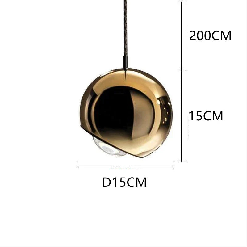 DecorBites™ Gold Chrome Ball Pendant LED Light for Kitchen, Bedroom, Dining Room