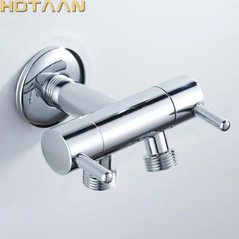 DecorBites™ Brass Chrome Wall Mount Bibcock Faucet - Cold Water Tap for Washing Machine, Toilet, Garden