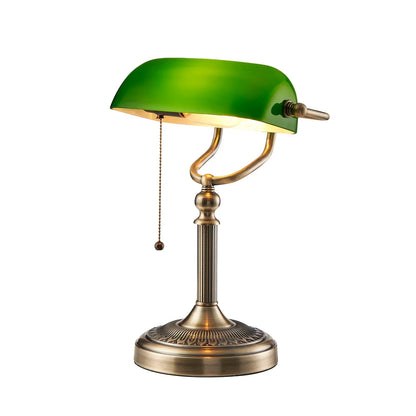 Decorbites™ Glas-Banken-Schreibtischlampe in Grün/Weiß mit Reißverschluss-Schalter für Wohnzimmer und Schlafzimmer