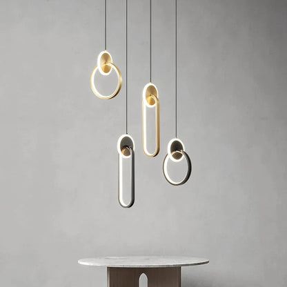 ثريا DecorBites™‎ دائرية من الذهب الأسود مع مصباح معلق بجانب السرير، كابل طويل 12 وات