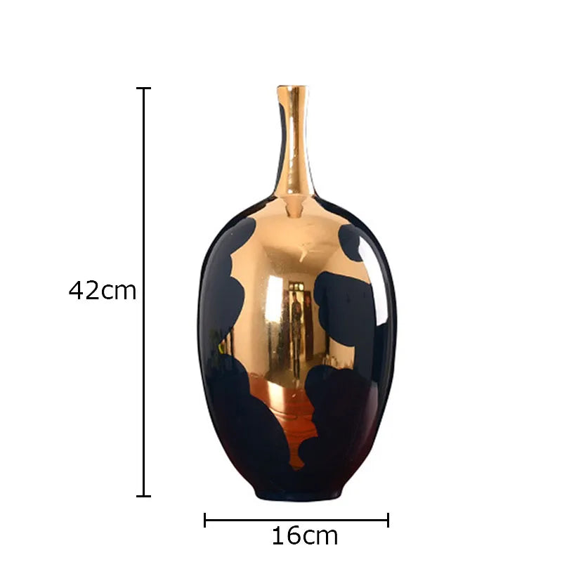 DecorBites™ Gold Ceramic Vase | Modern Design | Desk Decor | Shiny Porcelain | Floral Vases