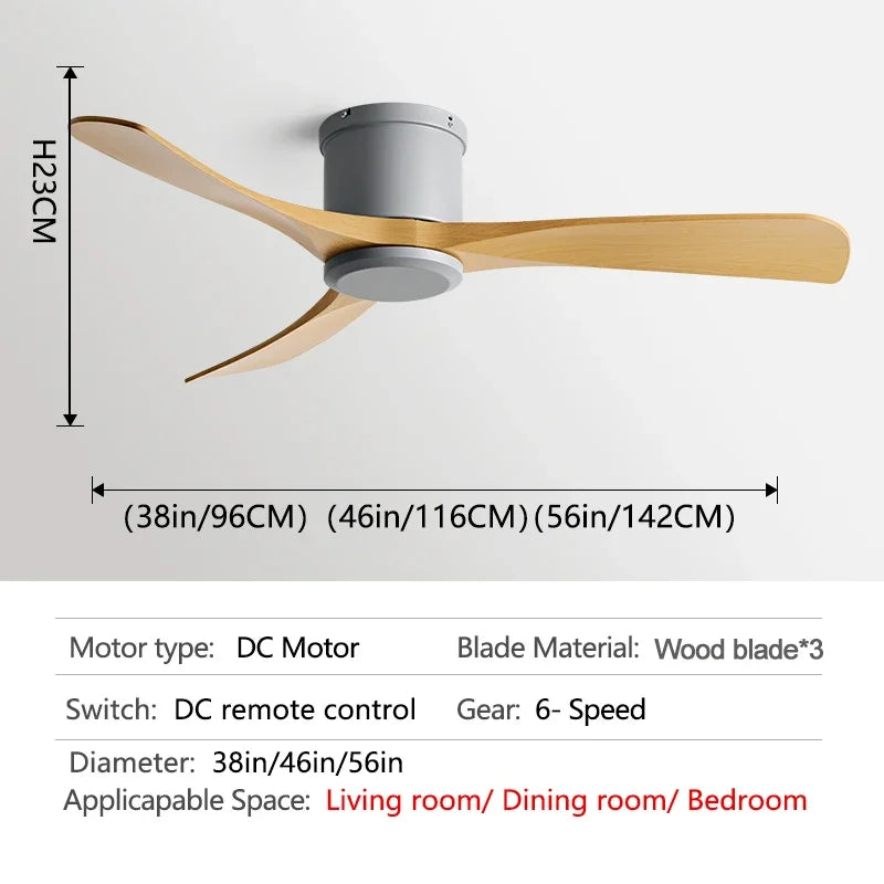 Ventilador de techo DecorBites™ con motor DC negro y control remoto de 35 W para hogar y restaurante