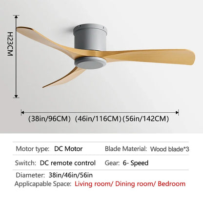Ventilador de techo DecorBites™ con motor DC negro y control remoto de 35 W para hogar y restaurante