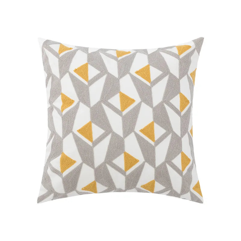 DecorBites™ Daisy Yellow Floral Geometric Pillow Cover - Soft Cozy Embroidery for Living Room