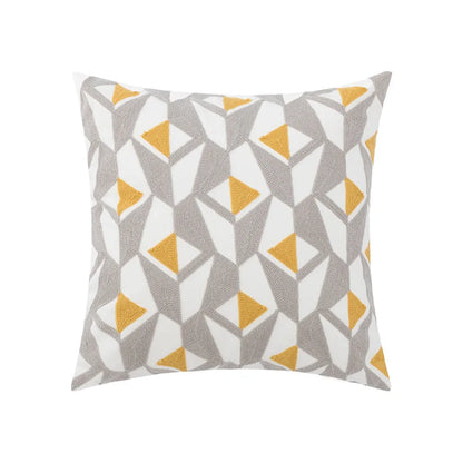 DecorBites™ Daisy Yellow Floral Geometric Pillow Cover - Soft Cozy Embroidery for Living Room