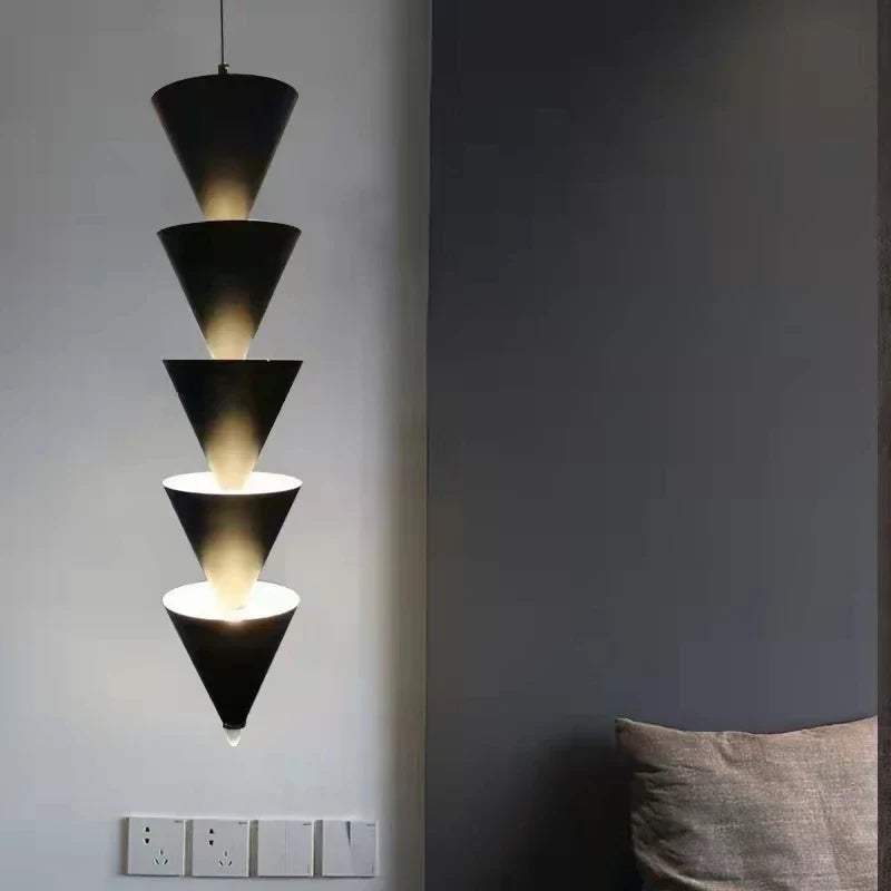 Gold Cone Pendant Lamp 5-Light LED Design
