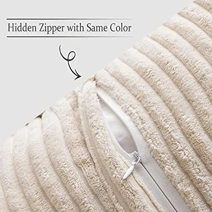 DecorBites™ Boho Striped Pillow Covers for Sofa Bed Decor, 45x45 White Polyester Pillowcases