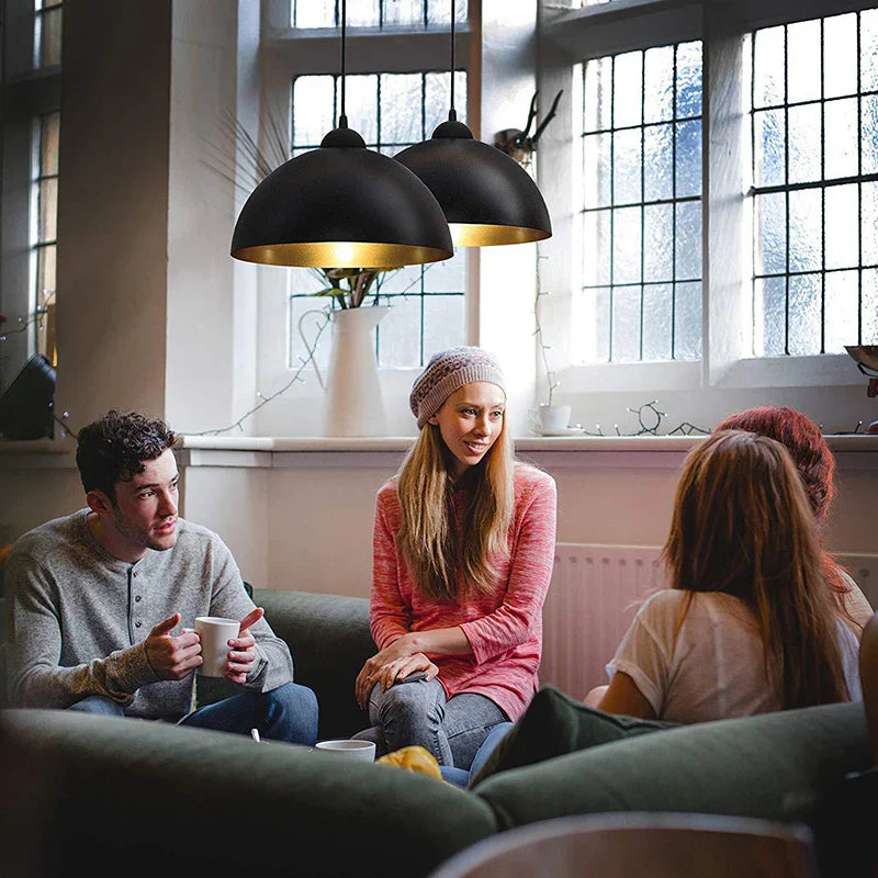Nordic Industrial Black Dome Pendant Light