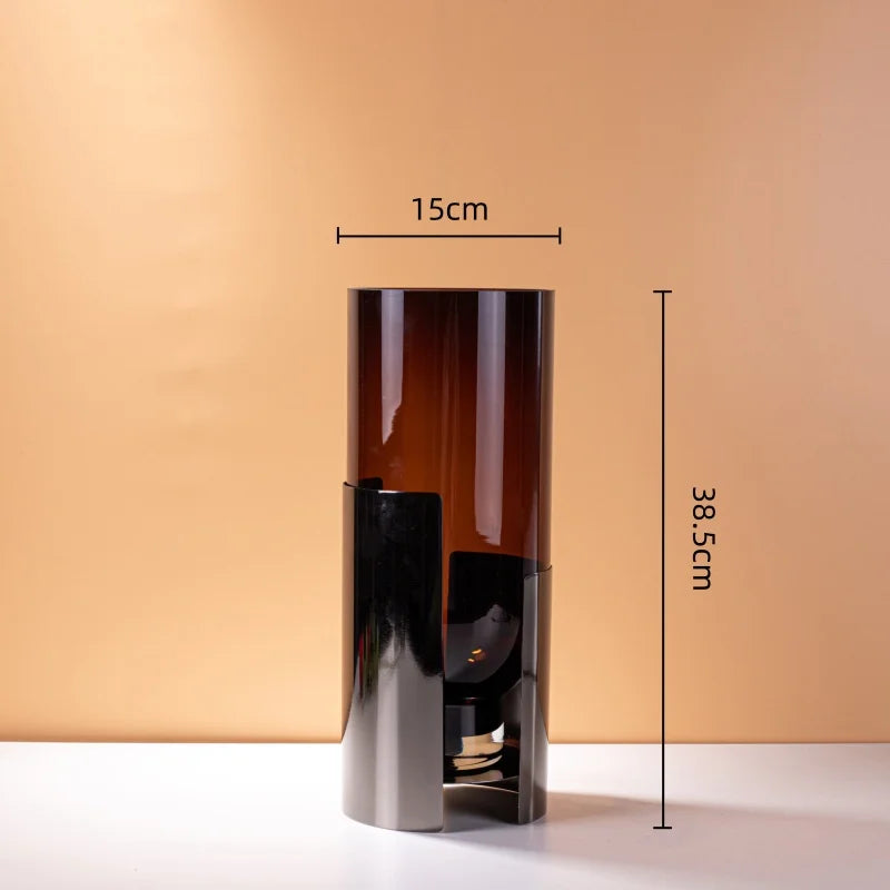 DecorBites™ Amber Glass Vase: Stylish Terrarium and Room Decoration Accessory