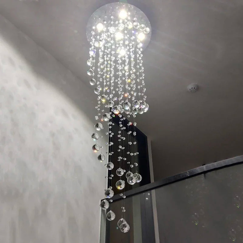 Decorbites™ Gran Candelabro de Espiral de Cristal LED para Sala de Estar Moderna, Escalera, Dormitorio, Hotel