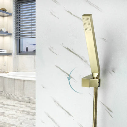 DecorBites™ Brushed Gold Brass Hand Shower with Stainless Steel Hose - Wall Mount
