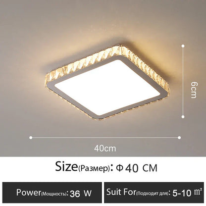 DecorBites™ Crystal LED Ceiling Lamp: Luxury Golden Glossy Lighting Fixture for Living Room