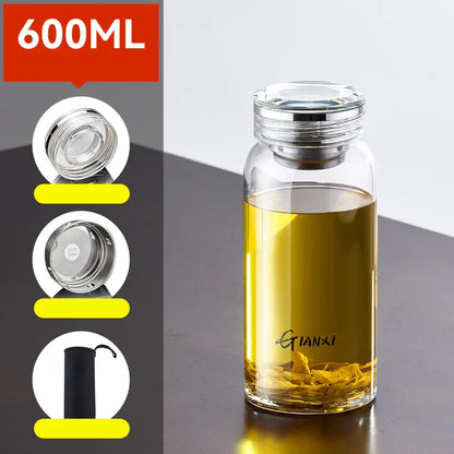 DecorBites™ Glass Tea Bottle with Strainer and Lid