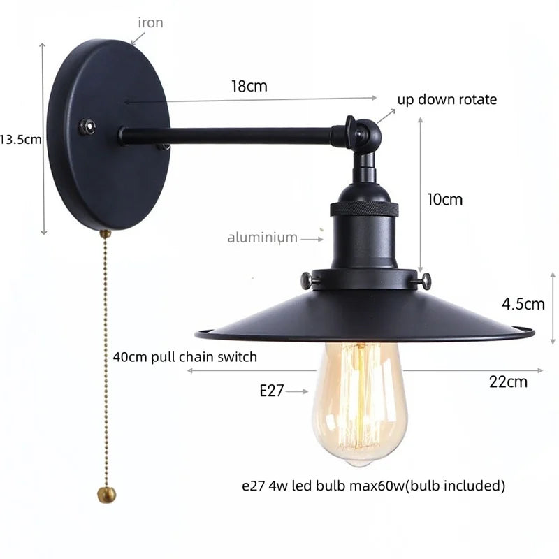 Decorbites™ LED-Wandleuchten Badezimmerspiegel Treppenleuchte Industrie Vintage Wandlampe