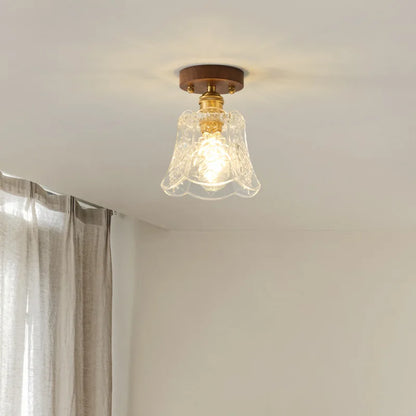 DecorBites™ Glass LED Ceiling Lamp Copper Walnut Modern Living Room Lighting Fixtures