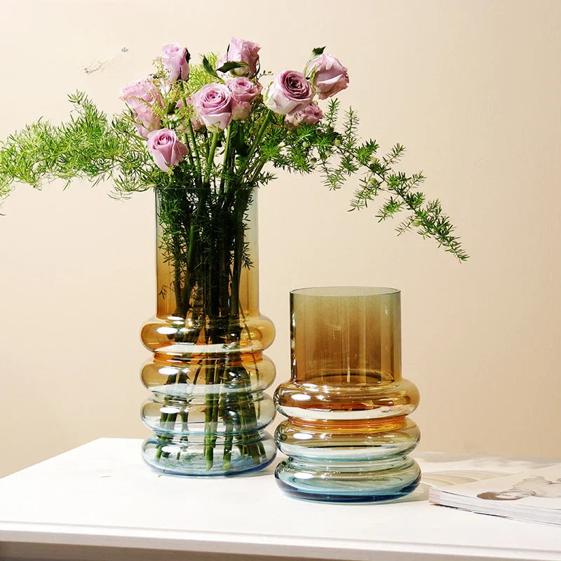 DecorBites™ Gradient Glass Vase for Stylish Flower Arrangements and Home Decor