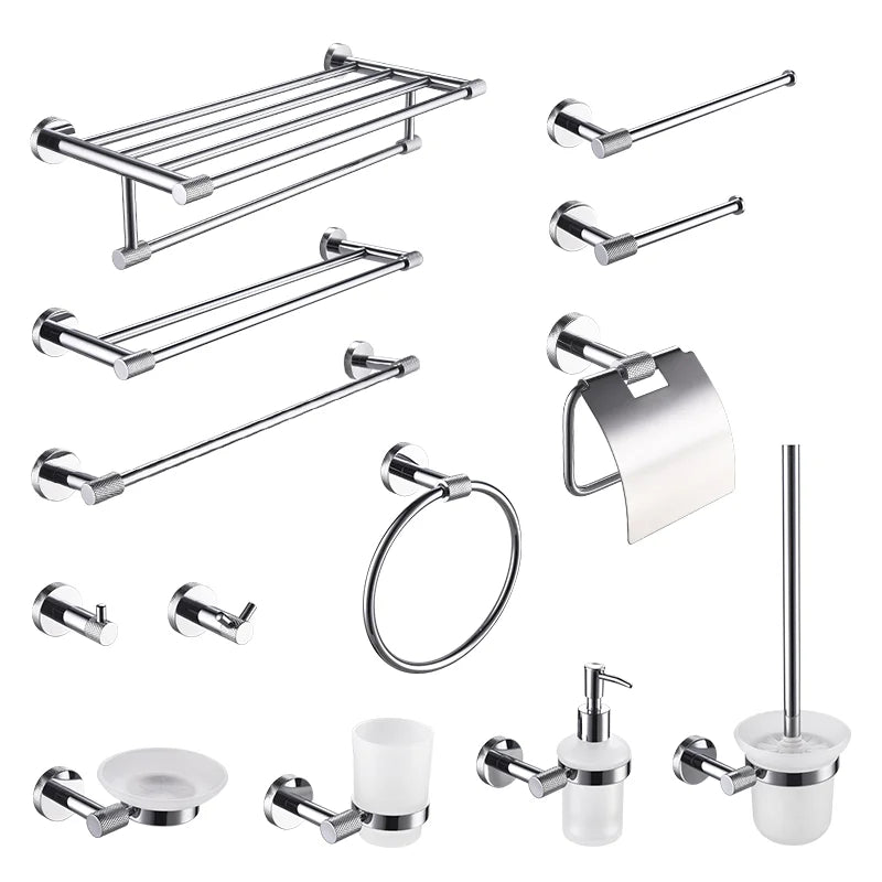 DecorBites™ Bathroom Essentials Set: Towel Bar, Toilet Paper Holder, Bathrobe Hook, Soap Dish, Toilet Brush