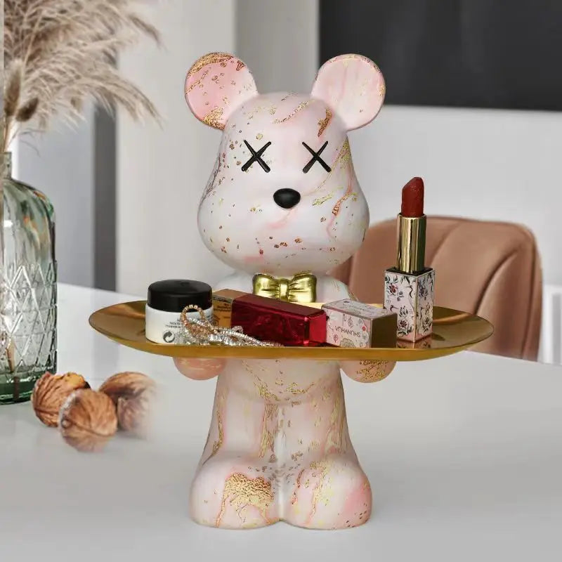 DecorBites™ Graffiti Bear Figurine: Modern Home Decor Statue for Keys Storage Shelf