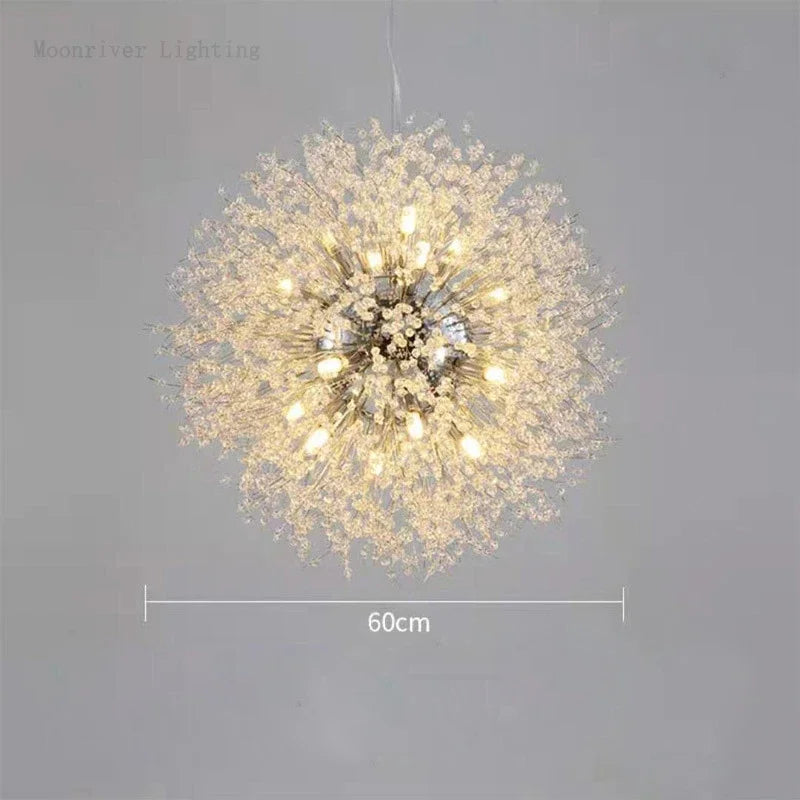 DecorBites™ Dandelion Crystal Chandelier: Modern Nordic Style LED Pendant Light for Living Room
