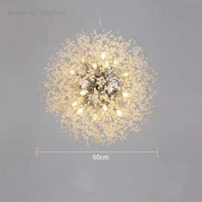 DecorBites™ Dandelion Crystal Chandelier: Modern Nordic Style LED Pendant Light for Living Room